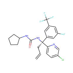 C=CC[C@](NC(=O)NC1CCCC1)(c1cc(F)cc(C(F)(F)F)c1)c1ccc(Cl)cn1 ZINC000095556842