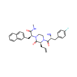 C=CC[C@H]1C(=O)N([C@@H](Cc2ccc3ccccc3c2)C(=O)NC)CCN1C(=O)[C@H](N)Cc1ccc(F)cc1 ZINC000044386506