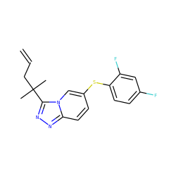 C=CCC(C)(C)c1nnc2ccc(Sc3ccc(F)cc3F)cn12 ZINC000045393234