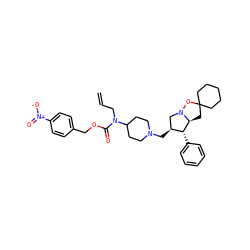 C=CCN(C(=O)OCc1ccc([N+](=O)[O-])cc1)C1CCN(C[C@H]2CN3OC4(CCCCC4)C[C@H]3[C@@H]2c2ccccc2)CC1 ZINC000027738609