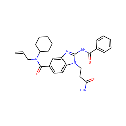 C=CCN(C(=O)c1ccc2c(c1)nc(NC(=O)c1ccccc1)n2CCC(N)=O)C1CCCCC1 ZINC000028822762