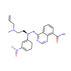 C=CCN(C)CC[C@@H](Nc1ncnc2c(C(N)=O)cccc12)C1=CC([N+](=O)[O-])=CCC1 ZINC000166982749