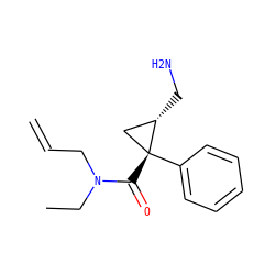 C=CCN(CC)C(=O)[C@@]1(c2ccccc2)C[C@@H]1CN ZINC000029047210
