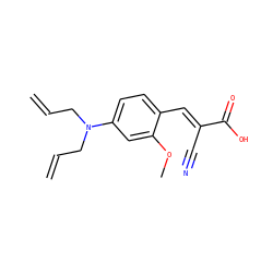 C=CCN(CC=C)c1ccc(/C=C(\C#N)C(=O)O)c(OC)c1 ZINC000205339192