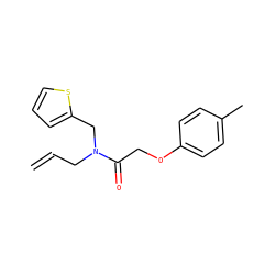 C=CCN(Cc1cccs1)C(=O)COc1ccc(C)cc1 ZINC000060677909