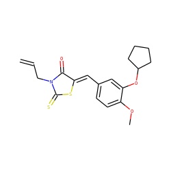 C=CCN1C(=O)/C(=C/c2ccc(OC)c(OC3CCCC3)c2)SC1=S ZINC000029126185