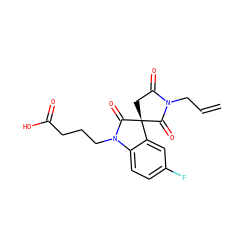 C=CCN1C(=O)C[C@]2(C1=O)C(=O)N(CCCC(=O)O)c1ccc(F)cc12 ZINC000014976561