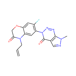 C=CCN1C(=O)COc2cc(F)c(-n3nnc4c(cnn4C)c3=O)cc21 ZINC000098082562