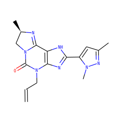 C=CCN1C(=O)N2C[C@@H](C)N=C2c2[nH]c(-c3cc(C)nn3C)nc21 ZINC000072109124