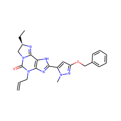 C=CCN1C(=O)N2C[C@@H](CC)N=C2c2[nH]c(-c3cc(OCc4ccccc4)nn3C)nc21 ZINC000072112620