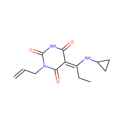 C=CCN1C(=O)NC(=O)/C(=C(/CC)NC2CC2)C1=O ZINC000005817485
