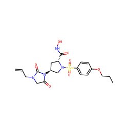 C=CCN1CC(=O)N([C@H]2C[C@H](C(=O)NO)N(S(=O)(=O)c3ccc(OCCC)cc3)C2)C1=O ZINC000013835768