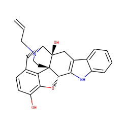 C=CCN1CC[C@]23c4c5ccc(O)c4O[C@H]2c2[nH]c4ccccc4c2C[C@@]3(O)[C@H]1C5 ZINC000029408078