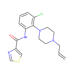 C=CCN1CCN(c2c(Cl)cccc2NC(=O)c2cscn2)CC1 ZINC000062241907