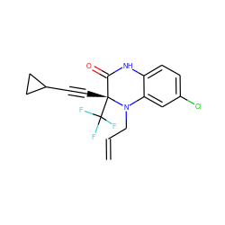 C=CCN1c2cc(Cl)ccc2NC(=O)[C@@]1(C#CC1CC1)C(F)(F)F ZINC000014943932