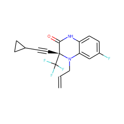 C=CCN1c2cc(F)ccc2NC(=O)[C@@]1(C#CC1CC1)C(F)(F)F ZINC000002008761