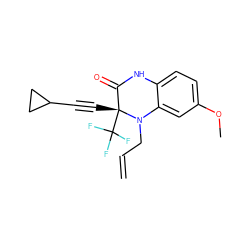 C=CCN1c2cc(OC)ccc2NC(=O)[C@@]1(C#CC1CC1)C(F)(F)F ZINC000014943939