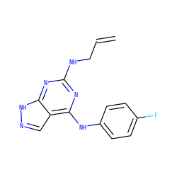 C=CCNc1nc(Nc2ccc(F)cc2)c2cn[nH]c2n1 ZINC000096928142