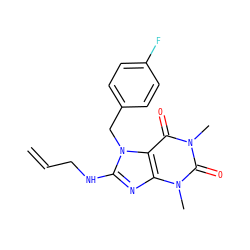 C=CCNc1nc2c(c(=O)n(C)c(=O)n2C)n1Cc1ccc(F)cc1 ZINC000013151423