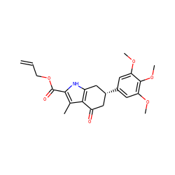 C=CCOC(=O)c1[nH]c2c(c1C)C(=O)C[C@@H](c1cc(OC)c(OC)c(OC)c1)C2 ZINC000004911875