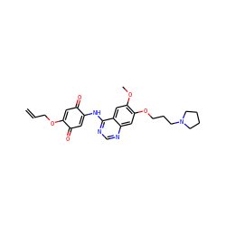 C=CCOC1=CC(=O)C(Nc2ncnc3cc(OCCCN4CCCC4)c(OC)cc23)=CC1=O ZINC000136241218