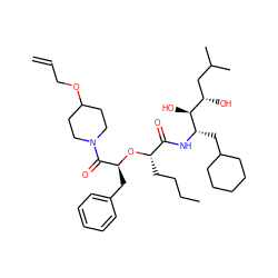 C=CCOC1CCN(C(=O)[C@H](Cc2ccccc2)O[C@@H](CCCC)C(=O)N[C@@H](CC2CCCCC2)[C@@H](O)[C@@H](O)CC(C)C)CC1 ZINC000029417148