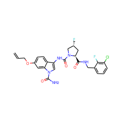 C=CCOc1ccc2c(NC(=O)N3C[C@H](F)C[C@H]3C(=O)NCc3cccc(Cl)c3F)cn(C(N)=O)c2c1 ZINC000148264288