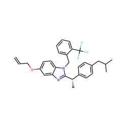 C=CCOc1ccc2c(c1)nc([C@@H](C)c1ccc(CC(C)C)cc1)n2Cc1ccccc1C(F)(F)F ZINC001772618154