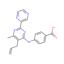 C=CCc1c(C)nc(-c2cnccn2)nc1Nc1ccc(C(=O)O)cc1 ZINC000071294776
