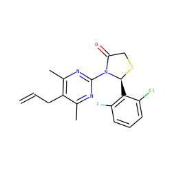 C=CCc1c(C)nc(N2C(=O)CS[C@H]2c2c(F)cccc2Cl)nc1C ZINC000040421534