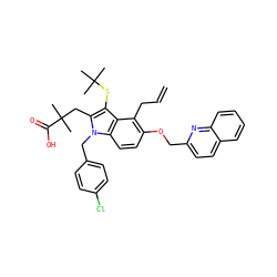 C=CCc1c(OCc2ccc3ccccc3n2)ccc2c1c(SC(C)(C)C)c(CC(C)(C)C(=O)O)n2Cc1ccc(Cl)cc1 ZINC000003925448