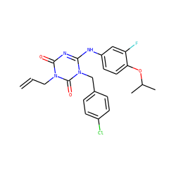 C=CCn1c(=O)nc(Nc2ccc(OC(C)C)c(F)c2)n(Cc2ccc(Cl)cc2)c1=O ZINC000200525589