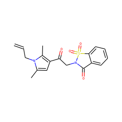 C=CCn1c(C)cc(C(=O)CN2C(=O)c3ccccc3S2(=O)=O)c1C ZINC000005215972
