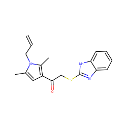 C=CCn1c(C)cc(C(=O)CSc2nc3ccccc3[nH]2)c1C ZINC000012508032
