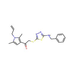 C=CCn1c(C)cc(C(=O)CSc2nnc(NCc3ccccc3)s2)c1C ZINC000002622653