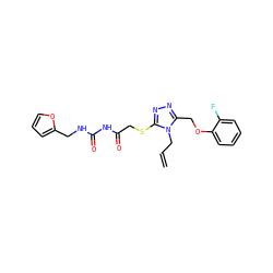 C=CCn1c(COc2ccccc2F)nnc1SCC(=O)NC(=O)NCc1ccco1 ZINC000004166900
