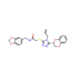 C=CCn1c(SCC(=O)NCc2ccc3c(c2)OCO3)nnc1[C@H]1COc2ccccc2O1 ZINC000003363048