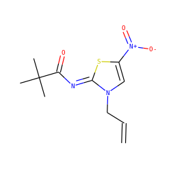 C=CCn1cc([N+](=O)[O-])s/c1=N\C(=O)C(C)(C)C ZINC000040380596