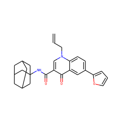 C=CCn1cc(C(=O)NC23CC4CC(CC(C4)C2)C3)c(=O)c2cc(-c3ccco3)ccc21 ZINC000058569103