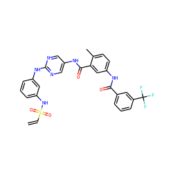 C=CS(=O)(=O)Nc1cccc(Nc2ncc(NC(=O)c3cc(NC(=O)c4cccc(C(F)(F)F)c4)ccc3C)cn2)c1 ZINC000169353169
