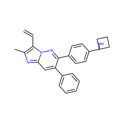 C=Cc1c(C)nc2cc(-c3ccccc3)c(-c3ccc(C4(N)CCC4)cc3)nn12 ZINC000146990060