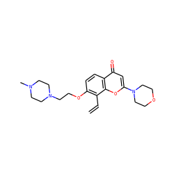 C=Cc1c(OCCN2CCN(C)CC2)ccc2c(=O)cc(N3CCOCC3)oc12 ZINC000022443729
