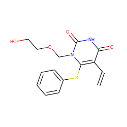 C=Cc1c(Sc2ccccc2)n(COCCO)c(=O)[nH]c1=O ZINC000005853229