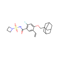 C=Cc1cc(C(=O)NS(=O)(=O)N2CCC2)c(F)cc1OCC12CC3CC(CC(C3)C1)C2 ZINC000216246615