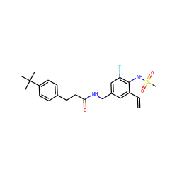 C=Cc1cc(CNC(=O)CCc2ccc(C(C)(C)C)cc2)cc(F)c1NS(C)(=O)=O ZINC000036478554