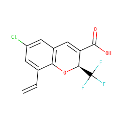 C=Cc1cc(Cl)cc2c1O[C@H](C(F)(F)F)C(C(=O)O)=C2 ZINC000064549851