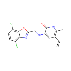 C=Cc1cc(NCc2nc3c(Cl)ccc(Cl)c3o2)c(=O)[nH]c1C ZINC000005891337