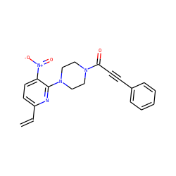C=Cc1ccc([N+](=O)[O-])c(N2CCN(C(=O)C#Cc3ccccc3)CC2)n1 ZINC000473249373