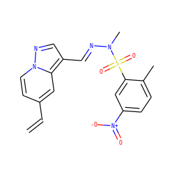C=Cc1ccn2ncc(/C=N/N(C)S(=O)(=O)c3cc([N+](=O)[O-])ccc3C)c2c1 ZINC000082153895