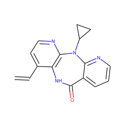 C=Cc1ccnc2c1NC(=O)c1cccnc1N2C1CC1 ZINC000005832724
